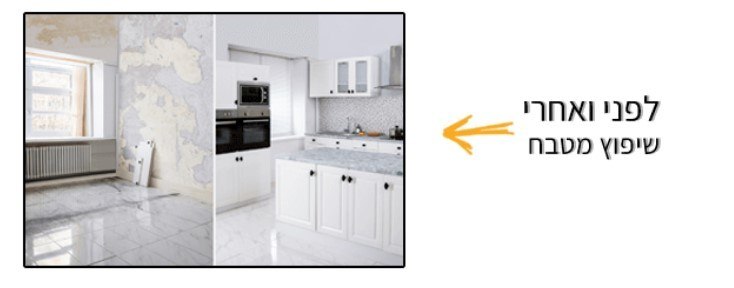 לפני ואחרי שיפוץ מטבח כחלק משיפוץ דירה