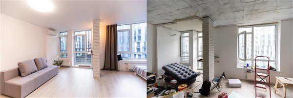 לפני ואחרי שיפוץ דירה קטנה